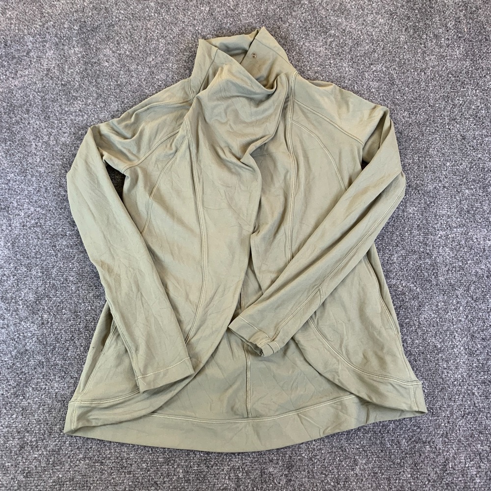Lululemon Rulu Rally Wrap Jacket Womens S Sage Gray High Neck Snap Button READ
